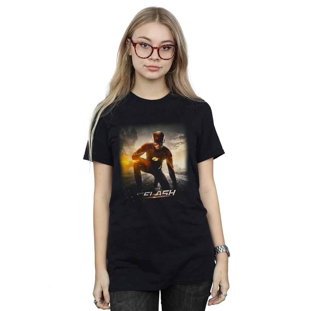 DC Comics Womens/Ladies The Flash Future Road Cotton Boyfriend T-Shirt
