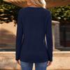 Women's Casual Color Button V-Neck Long Sleeve Knit T-Shirt for Fall