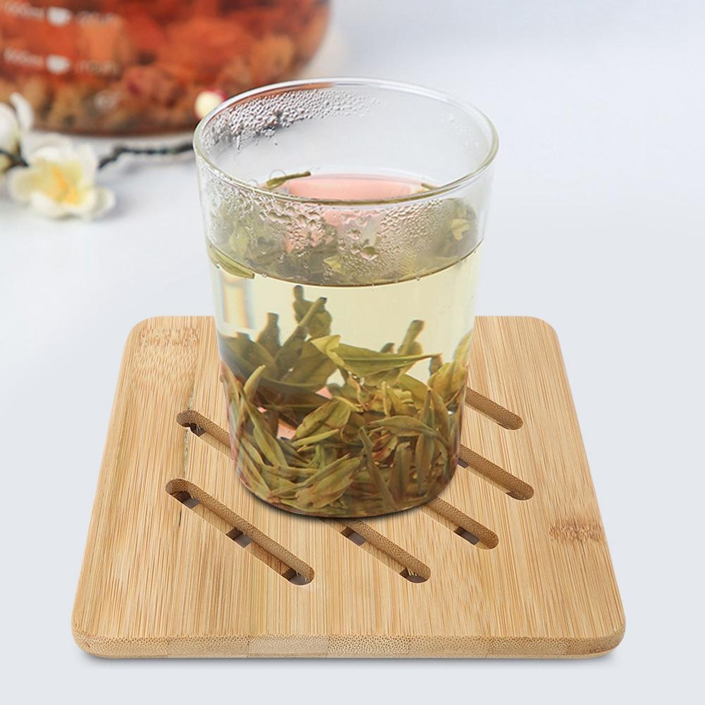 4Pcs Bamboo Table Mat Anti-Scald Non-Slip Bowl Cup Heat Insulation Pad for Home Kitchen Use( Shape )