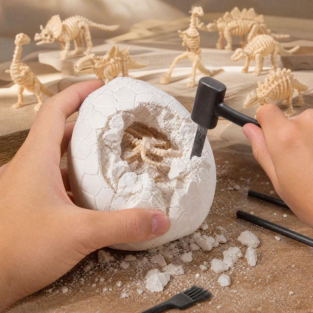 Dinosaur Egg Kit with 12 Skeleton, Large Dinosaur Egg Archaeology Excavation Toy, DIY for Kids