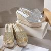 2026 Summer Crystal Sandals with Thick Bottom Fashion Slippers and High Heels for Women