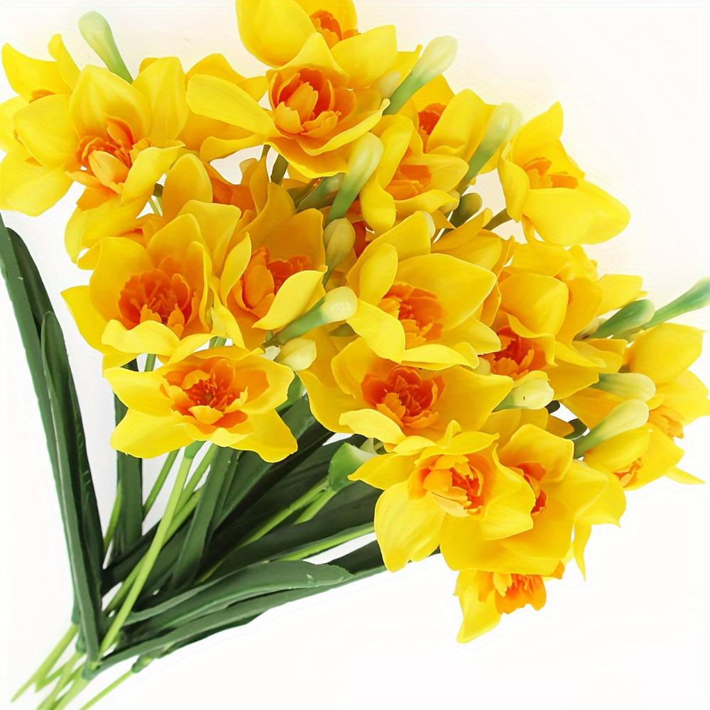 3/5 Pack Artificial Daffodil Swags Plastic Faux Narcissus Flower Bundle for Home Decor