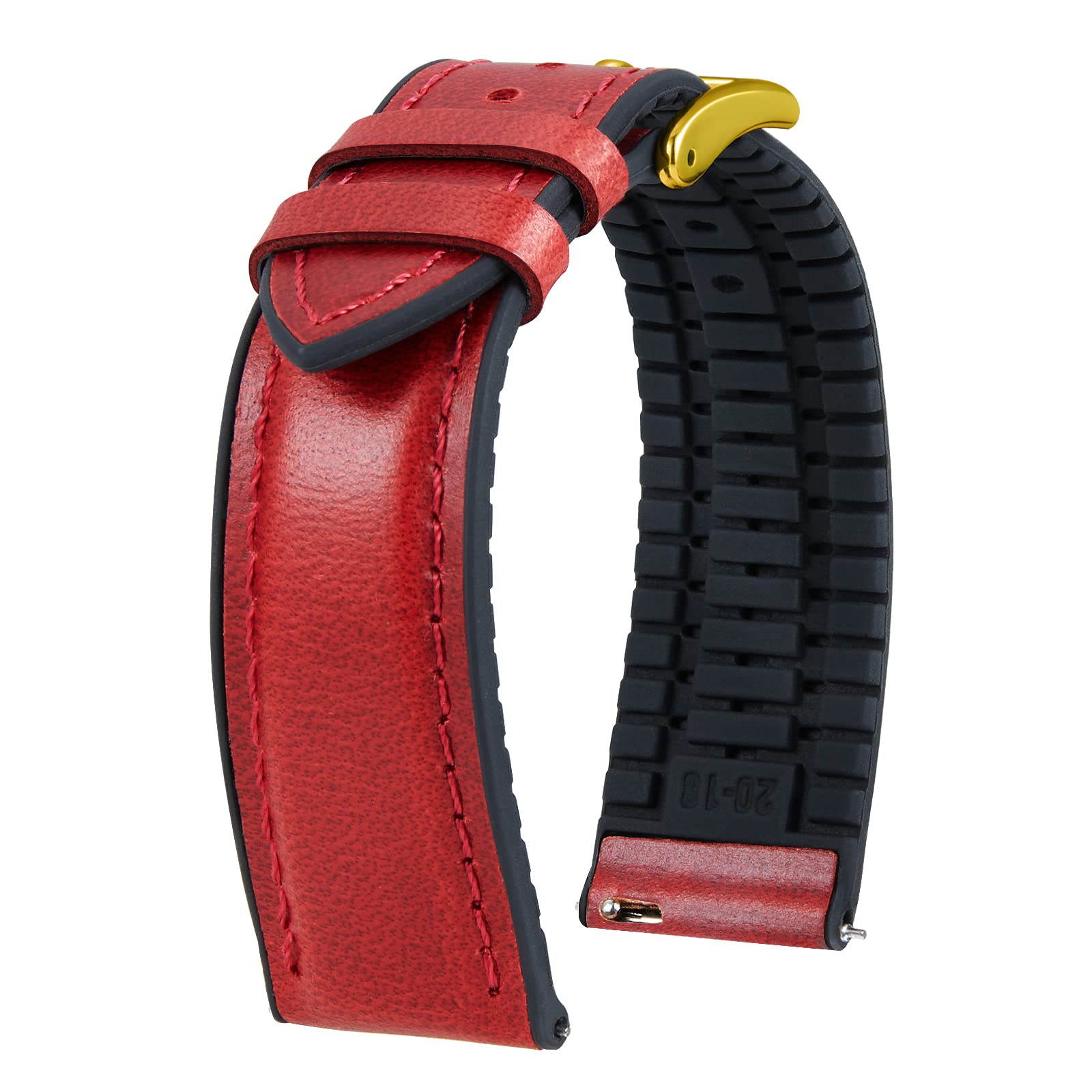 

[BINLUN] Leather Watch Strap, Quick Release, Leather, Watch Band, Inner Silicone, Breathable, 16 mm