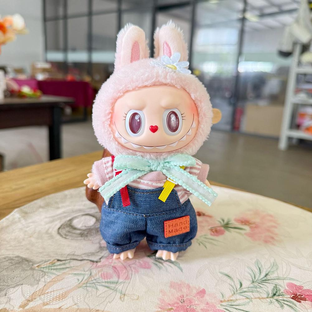 For 17cm Labubu Doll Clothes Fashion Clothes Denim Overalls Clothes Color Match Shirts Dolls Accessories Cute Decoration Little Cloths