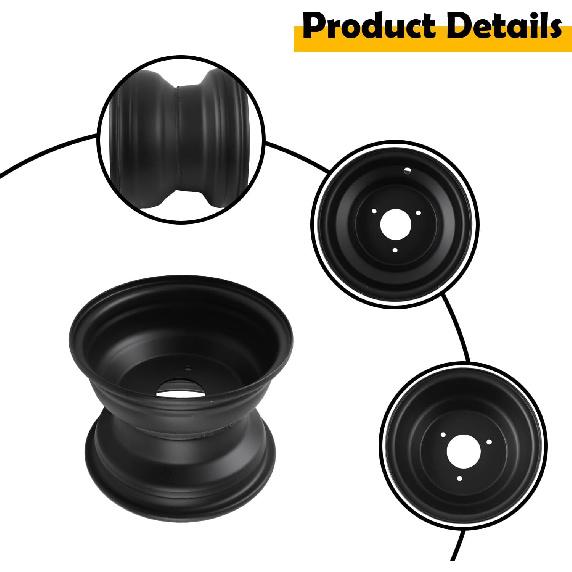 8" ATV Felge Kompatibel mit 18x9.5-8 Reifen 3-Loch für Quad Go-Kart Dirtbike ATV Buggy, Hinterrad