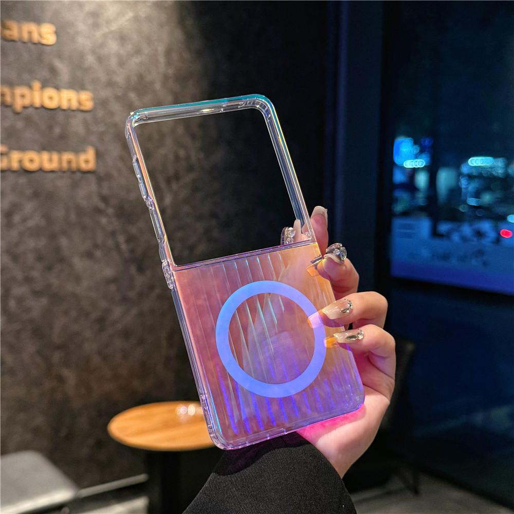 Applicable To Samsung Zflip7 Mobile Phone Case Zflip 5th Generation Folding Screen Flip Zflip6 Laser Gradual Change Magnetic Case