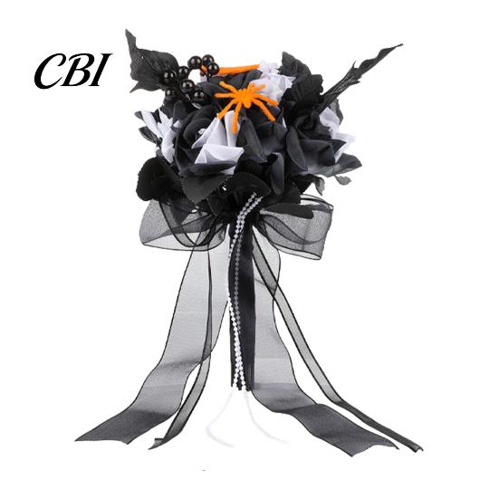 Faux Flower Bouquet Gothic Style Wedding Bouquets for Bride And Bridesmaid, Artificial Halloween Bouquet, Flowers Black Rose Blooms Fake Centerpiece,