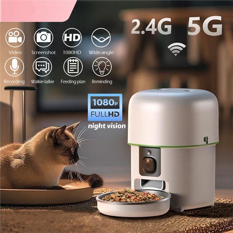 A25F-1080P HD Camera Automatic Cat Feeder With 5Gwifi Pet Cat Smart Food Kibble Dispenser Feeder For Cats Dog