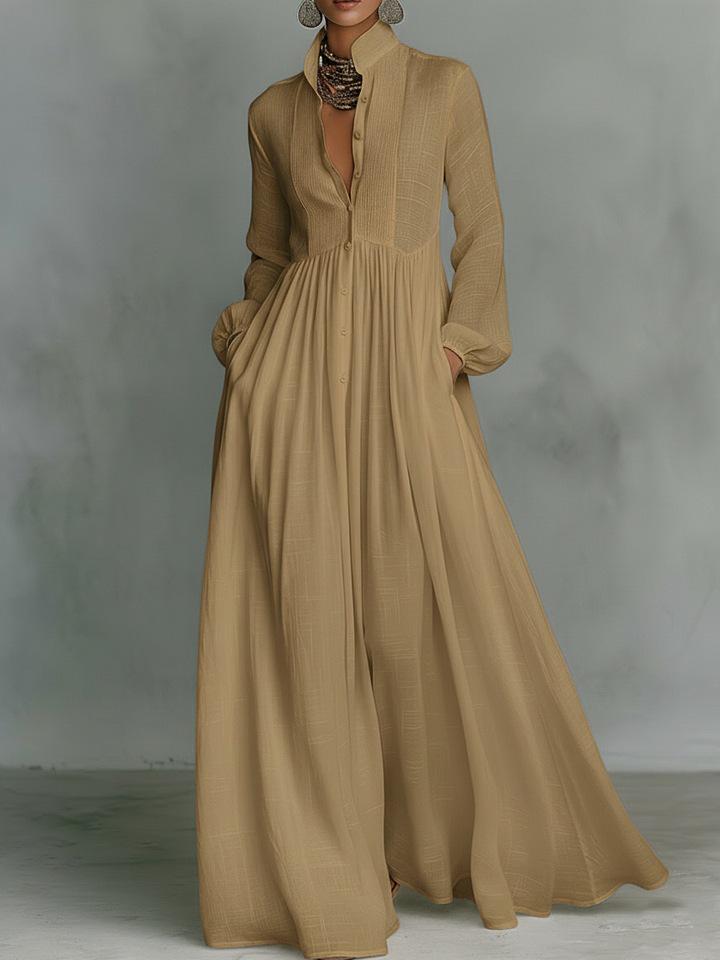 2026 European & American Fashion Slimming A-line Long Sleeve Dress - Elegant Vacation Style