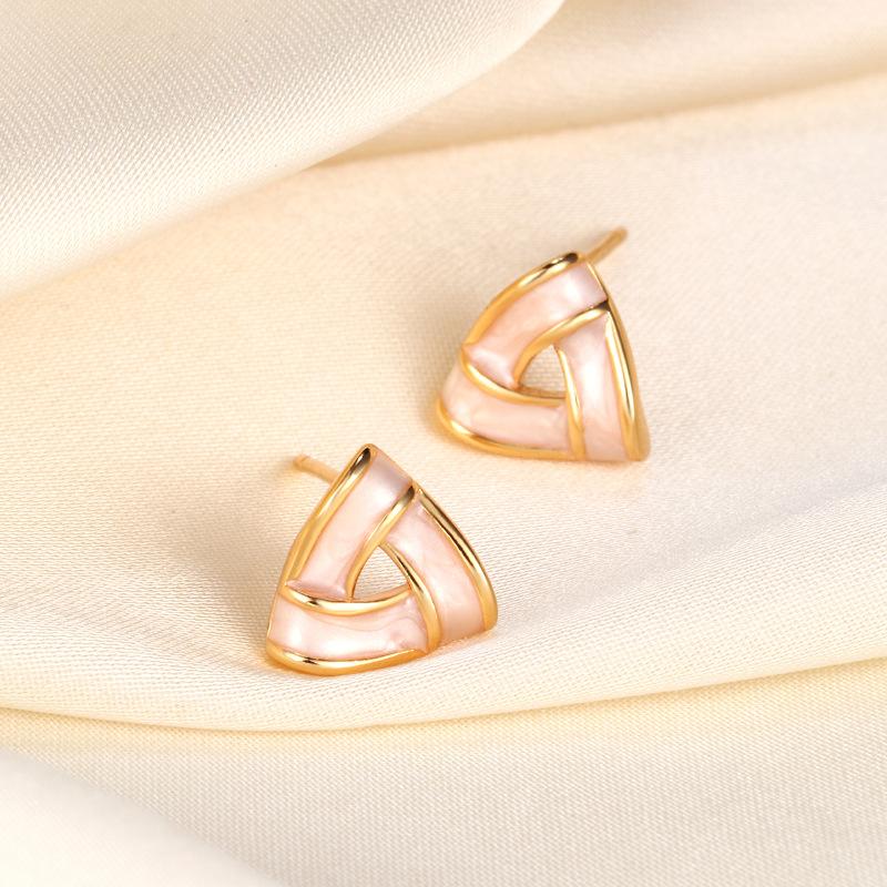 Seiko Fritillary Triangle Earrings Raw Simple Versatile Exquisite Small Fresh Earrings Shells