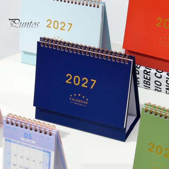 Academic Year Calendar 2027 Desk Calendar, Standing Flip Desktop Minimalist Gold Foil Cover Daily Agenda Monthly Planner, Thick Paper for Note Taking,
