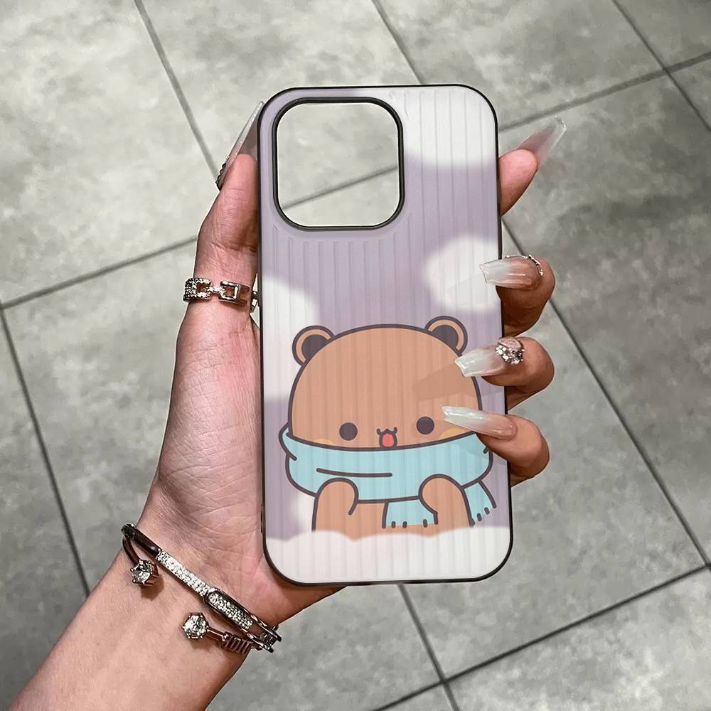BUBU DUDU Cartoon For IPhone 17 16 15 11 12 13 14 Pro Max Plus Pro Corrugated Translucent Back Phone Cover
