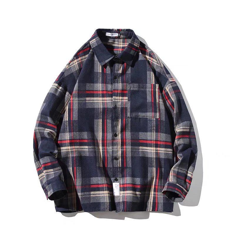 Korean Student Loose-Fit Trendy Plaid Shirt: Unisex Hong Kong Style Long Sleeve Jacket