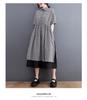 2022 Summer Korean Plus Size Plaid Waist-Gathering A-Line Dress