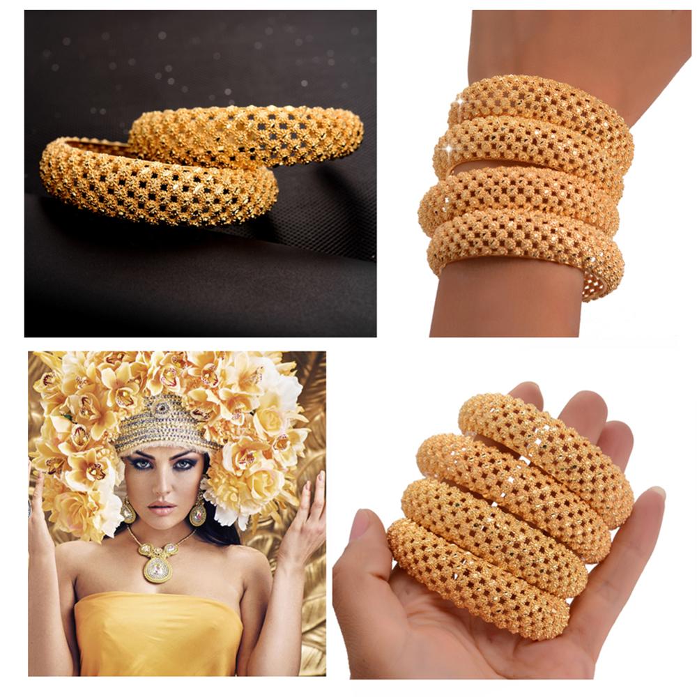 Dubai Gold Color Wedding Bangles for Women Bride Bracelets Ethiopian/France/African Jewelry Bracelets Gifts