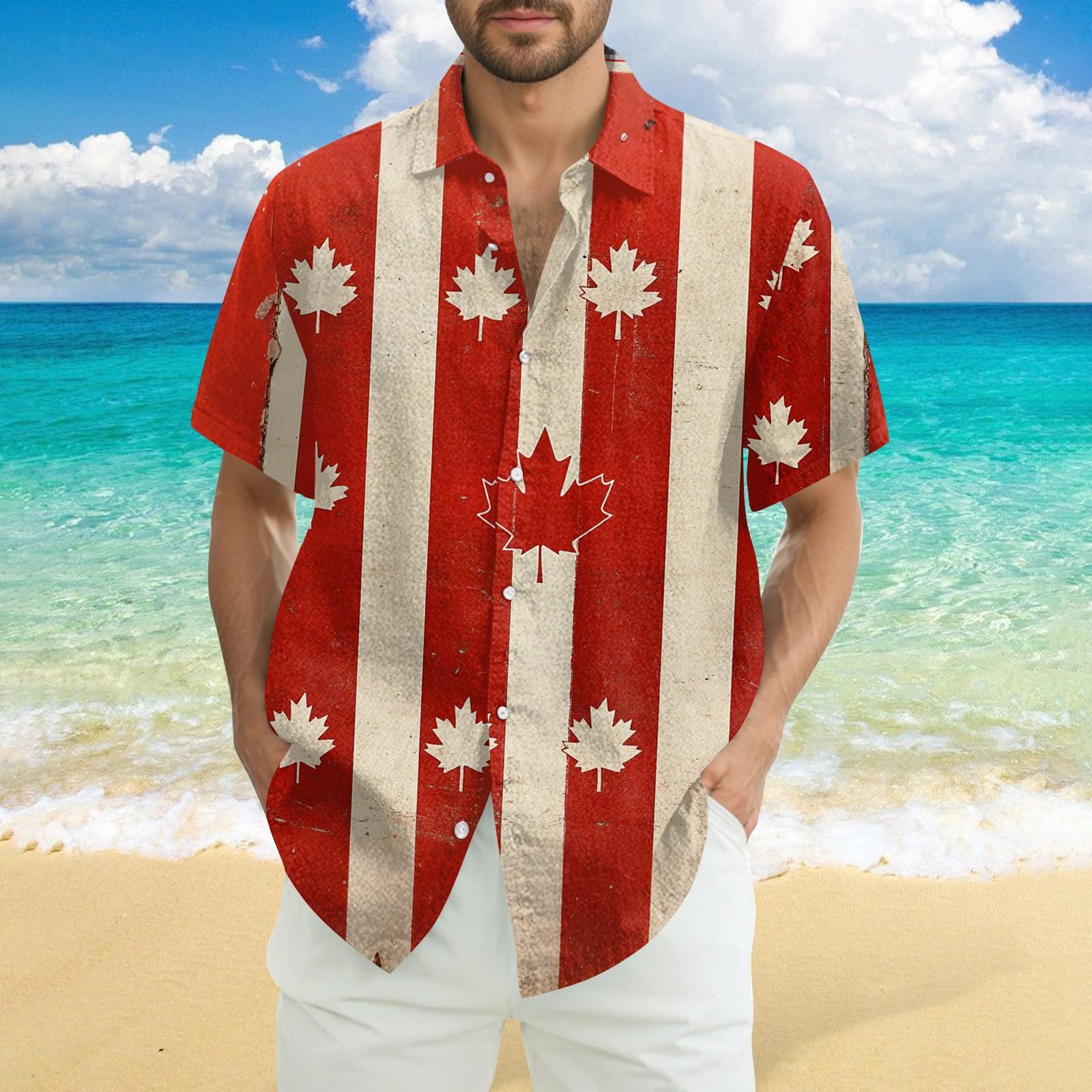 

Чоловіча повсякденна сорочка з коротким рукавом з принтом до Дня Незалежності XXXL