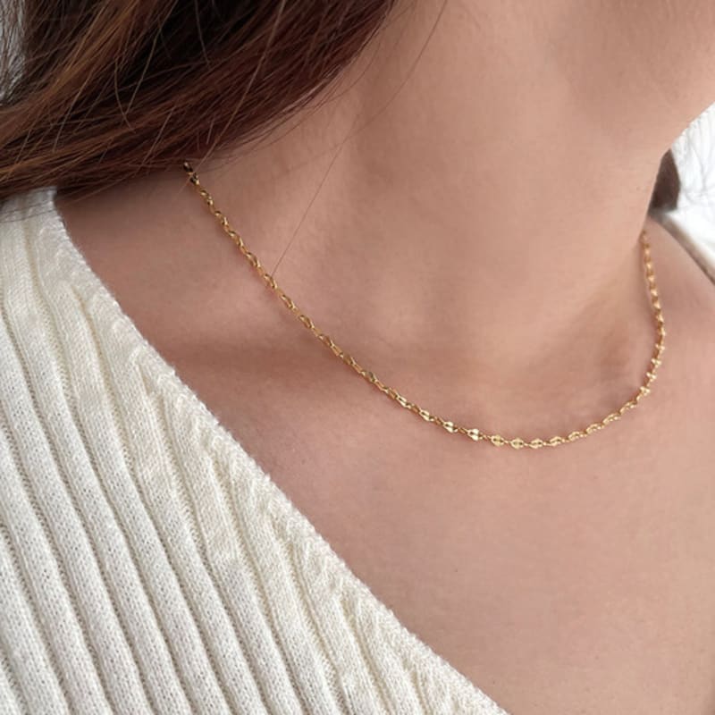 Geegee [silver925] Shiny Chain Necklace - 18k Gold Plate Daily Chain Necklace