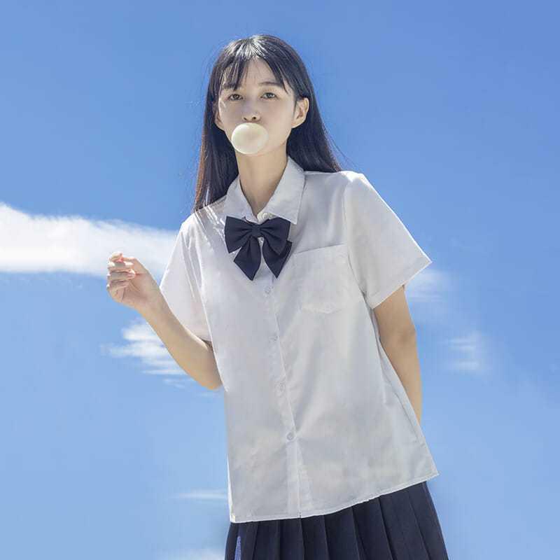 JK Women's White Shirt: Basic Pointed Collar, Versatile Academy Style, Japanese High School Student Commuter Uniform Top.