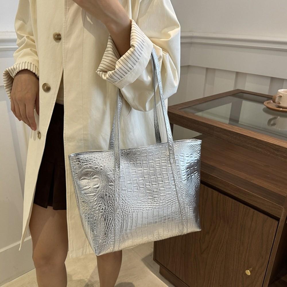 Crocodile Pattern Female Shoulder Bag PU Leather Armpit Tote Bag Fashion Women Handbag  Daily