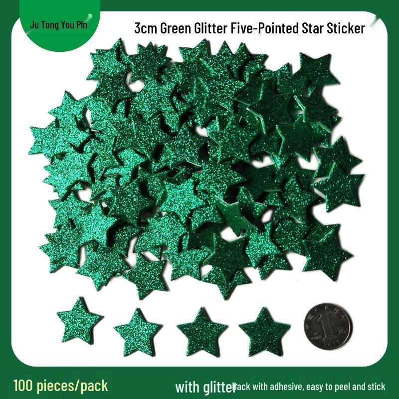 Gold Glitter Five-Pointed Star Foam Stickers for Kindergarten - Small EVA Geometric Shapes
