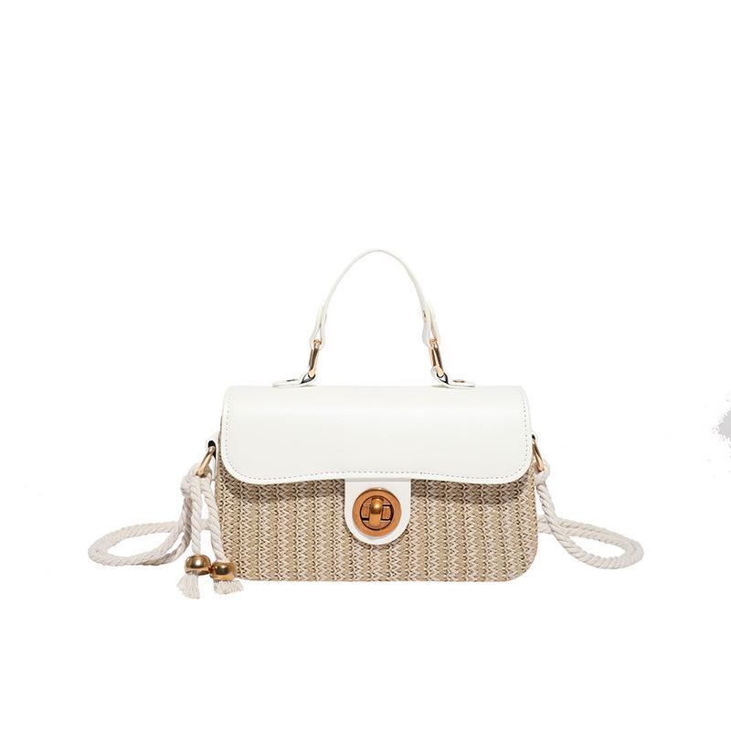 

Соломенная сумка-коробка: 2025 Плиссированная Сумка-Тоут и Кроссбоди, Стиль Инфлюенсера белый