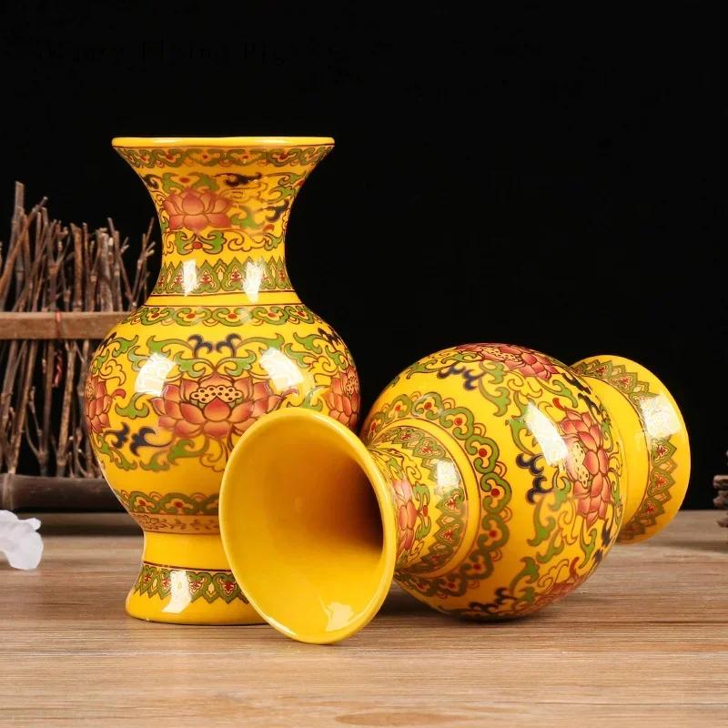 1PCS Ceramic Lotus Water Purifier Bottle for Home Furnishings Buddha Tang Color Vase Buddha Hall Feng Shui Ornament