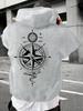 Pullover Hooded Sweatshirt Unisex Men Women Compass Graphic Print Hoodie Streetwear Long Sleeve Tops With Kangaroo Pocket