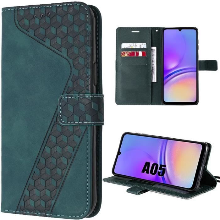 Coque de protection - BOOLING - Samsung Galaxy A05 - Antichoc - Effet Cuir - Poche à Cartes