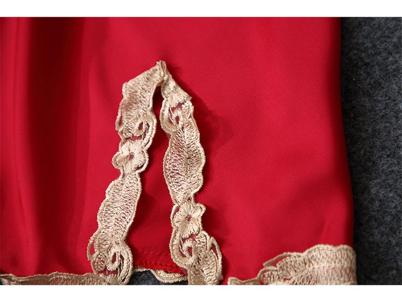 Women's Satin Chiffon Five-Piece Pajama Set: Sexy Faux Silk with Camisole, Robe, and Chest Pads for Autumn and Summer.