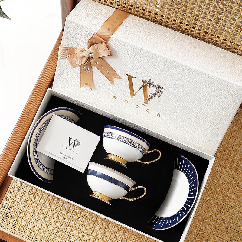 WOOCH European Blue Ceramic Cup & Saucer Gift Set