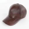 New Men Casual Real Leather Earflap Cap Men Real Cowhide Leather Caps Male Fall Winter Genuine Real Cow Leather Baseball Hats