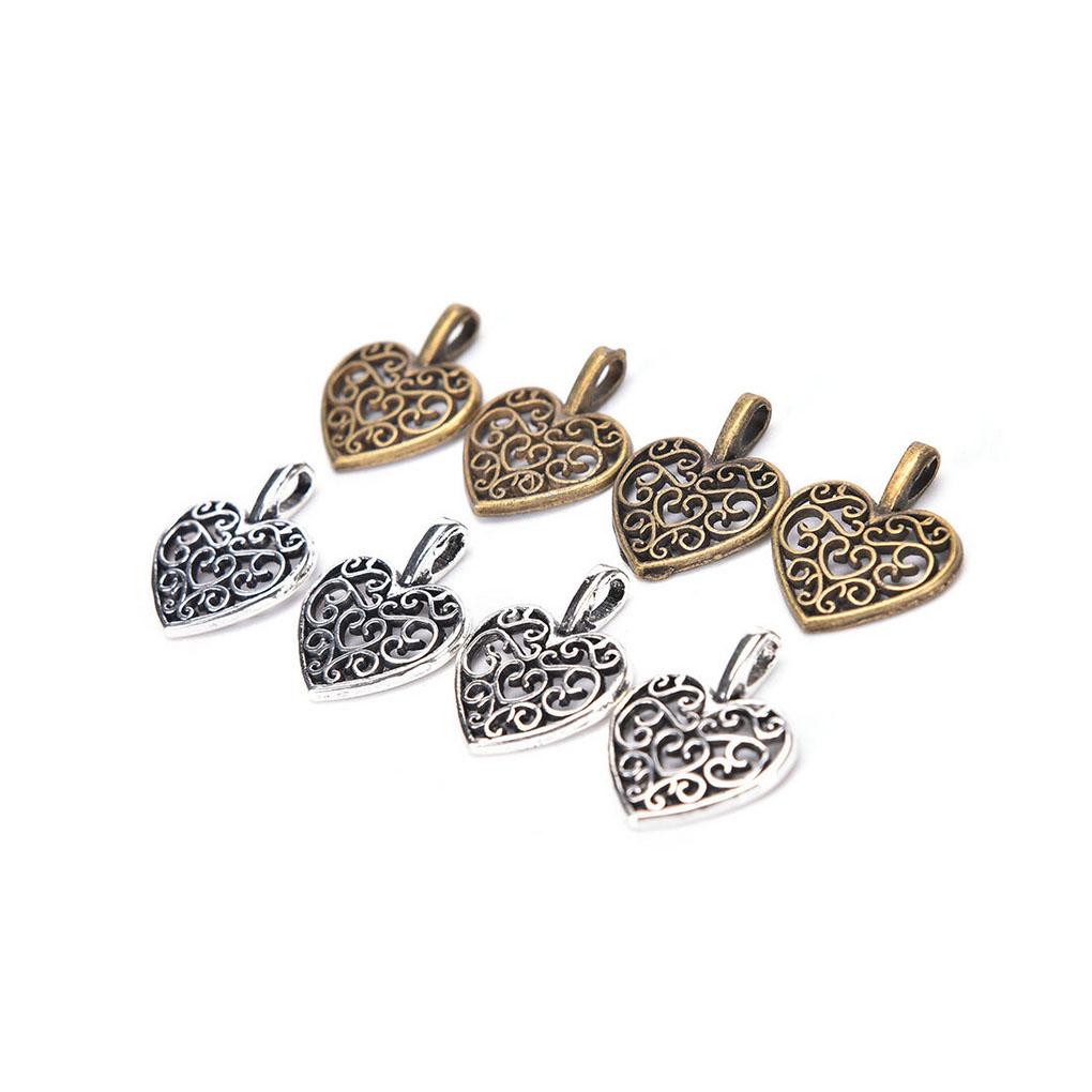 50Pcs Hollow Heart Pendant Necklace Bracelet Alloy Pendant Jewelry Decoration