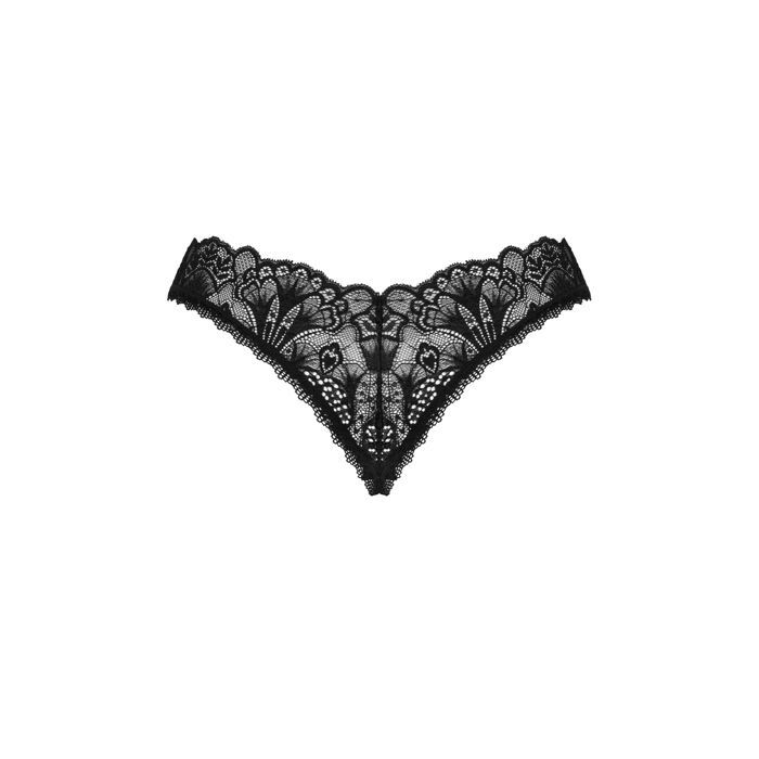 String Donna Dream s otevřeným rozkrokem - Černý