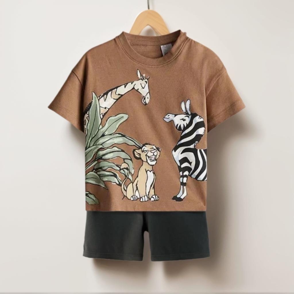 

Kids Clothes New Lion King Printed Short Sleeve Tracksuits Summer Tshirt+shorts Child Shorts Child 5-6Y