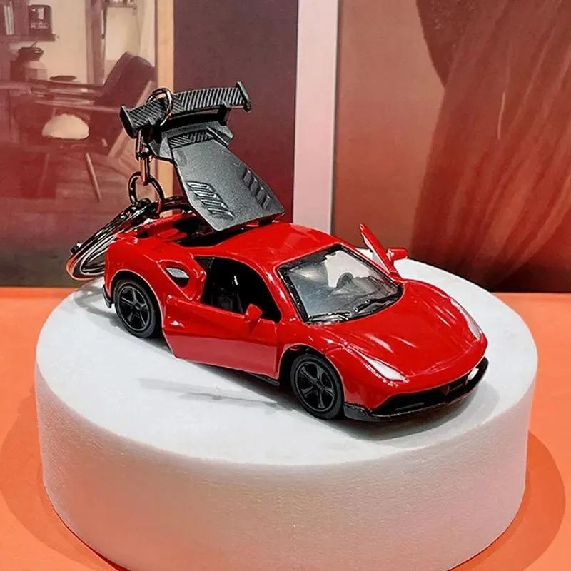 Fun Car Keyring Sports Car Keychain Accessories Roadster Key Chain Alloy Material Creative Ornaments Cartoon Schoolbag Pendant