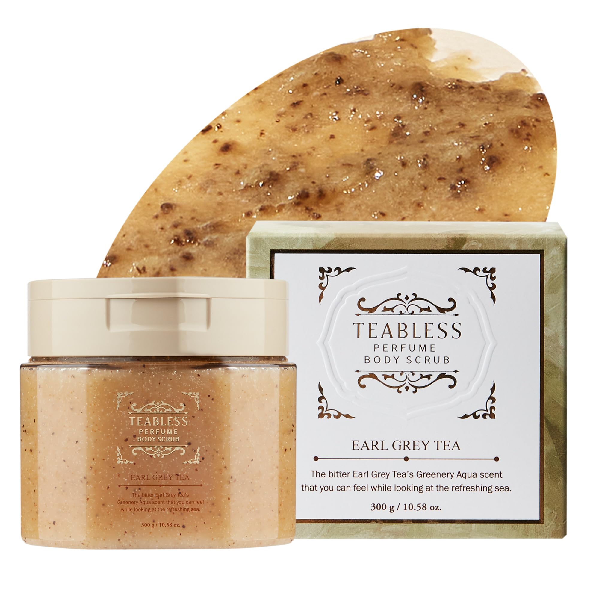 

TEABLESS Earl Grey Tea Jam Body Scrub 300g Refreshing Citrus Earl Grey Body Scrub with Tea Sensitive Black Tea Scent Scent, Leaves, Skin,