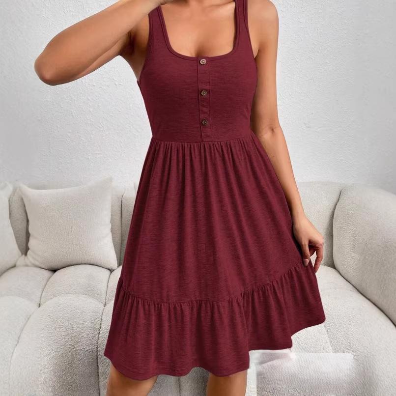 Women's Clothing Europe and the United States Popular 2026 New Summer Pendulum V-neck Vest Dress Women