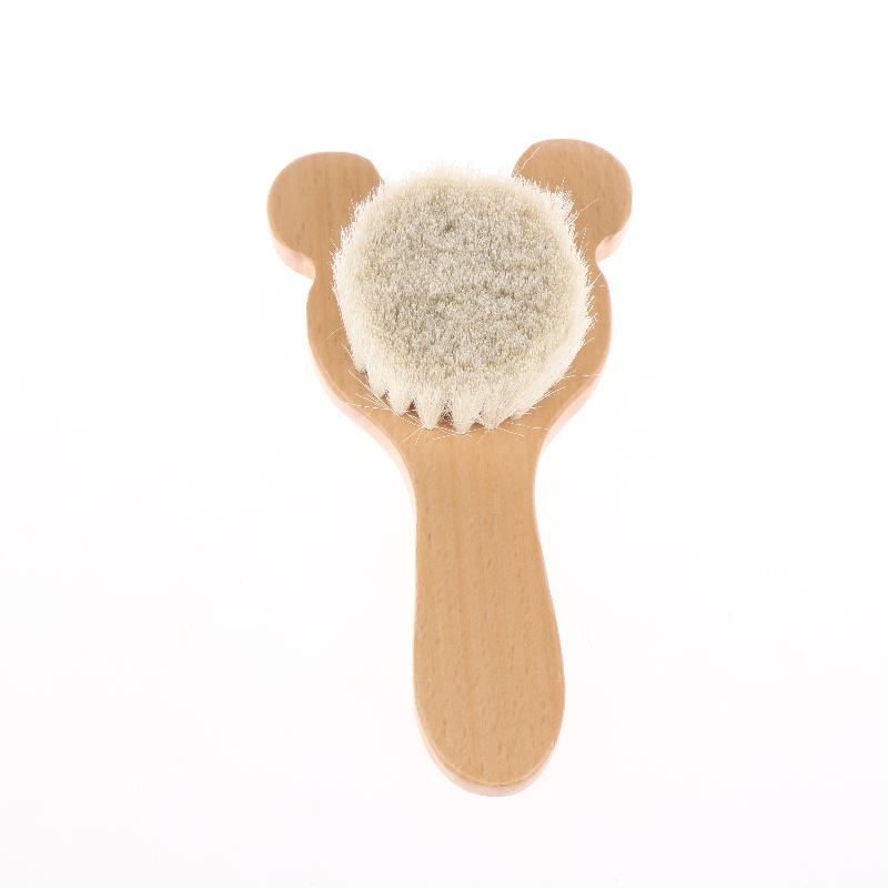 Soft Goat Bristle Shower Brush Wooden Handle Super Soft Scrubber Bath Brush Baby Hair Skin Body Massage Cleaning Tool