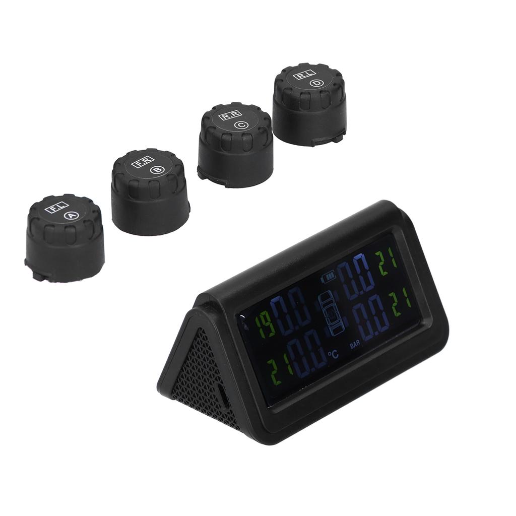 Solar Power Tire Pressure Monitoring System Display Sound Warning TPMS with 4 Sensors