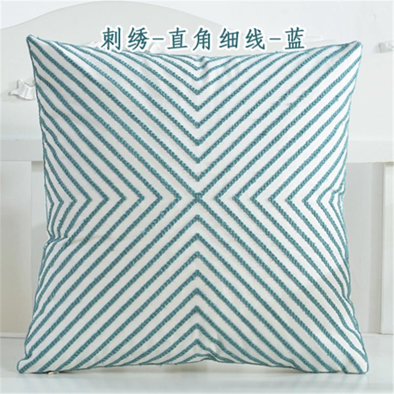 45x45cm Green Blue Geometric Cotton Embroidery Sofa Cushion Cover Home Living Room Pillow Case Bedroom Decoration