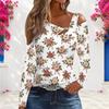 Women Plus Size White Asymmetric Cutout Neck Cold Shoulder Long Sleeve Floral Printed Top