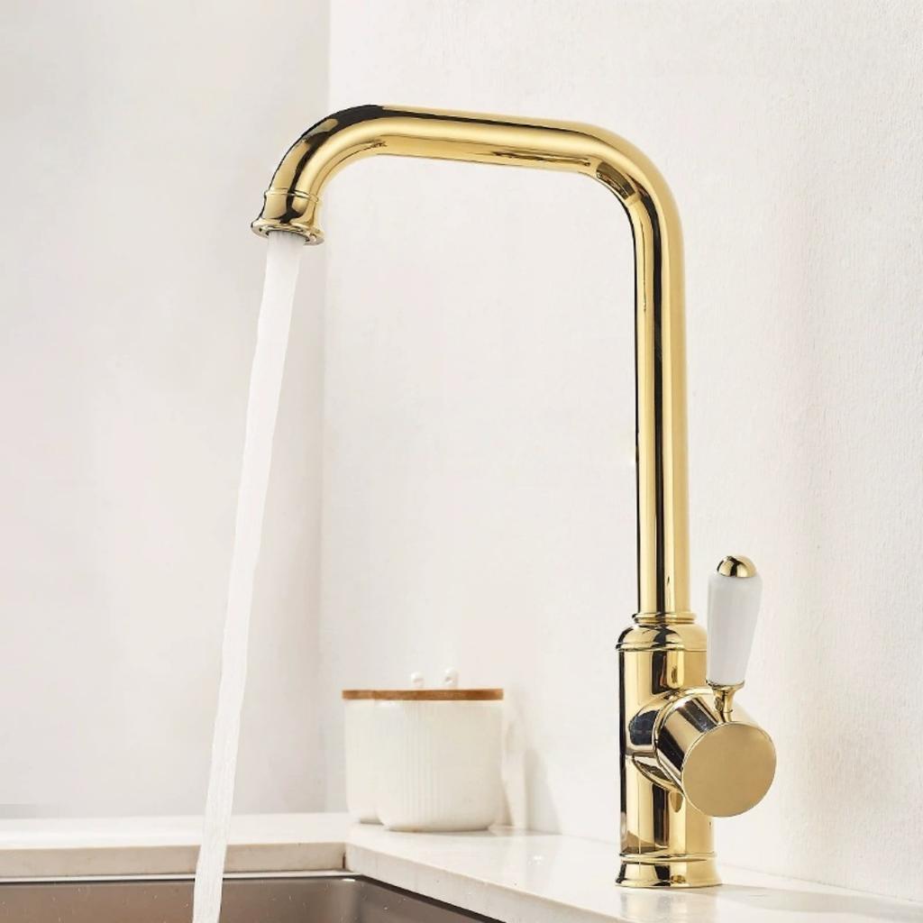 Tuqiu Gold Kitchen Faucet 360 Rotating Swivel Sink Faucet Mixer Tap Fashion Sink Faucet Copper Hot And Cold Basin Faucet  Tap