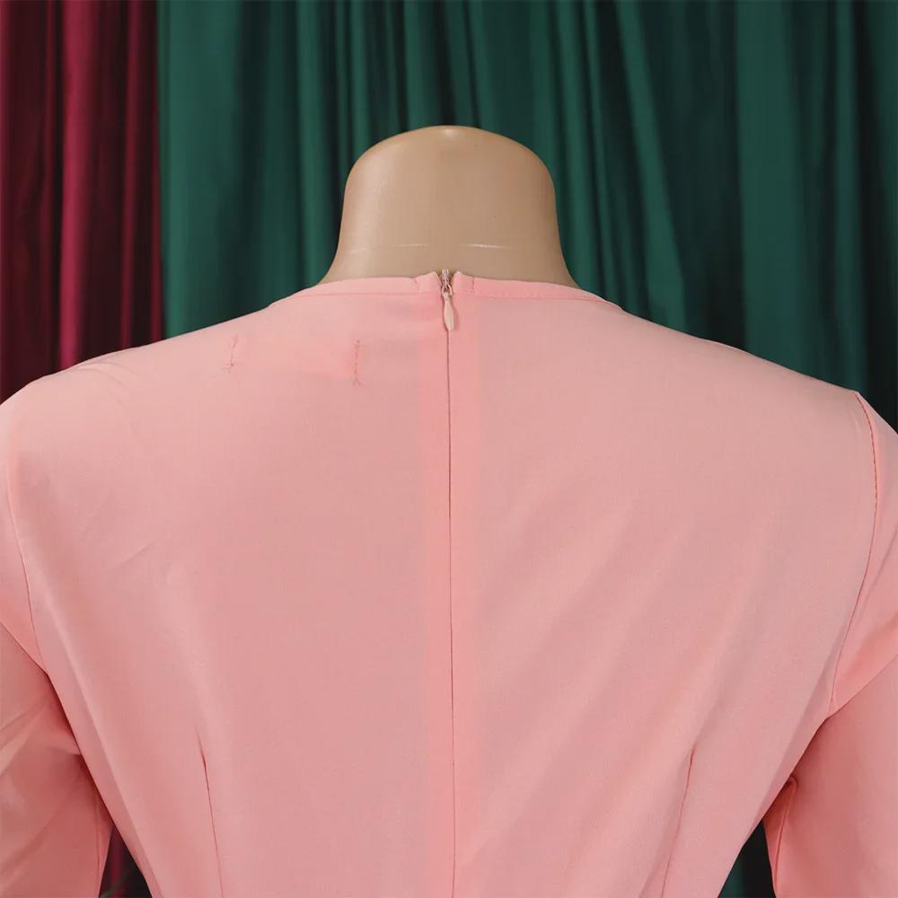D430 Dame 2023 Høst Ensfarget Plissert Stropp V-hals Elegant Afrikansk Kjole