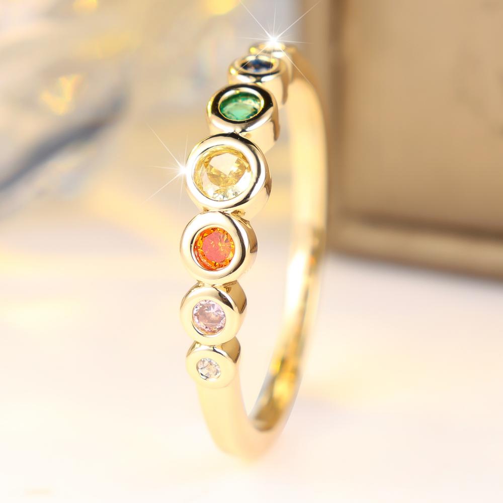 Charming Two Color Available Rainbow Zircon Stackable Ring for Women Daily Wear and Wedding