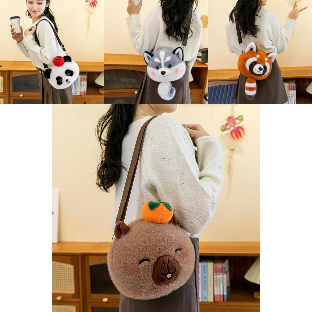 Short Fur Plush Panda Toy Bag With Soft Pp Cotton For Stress Relief And Fashion