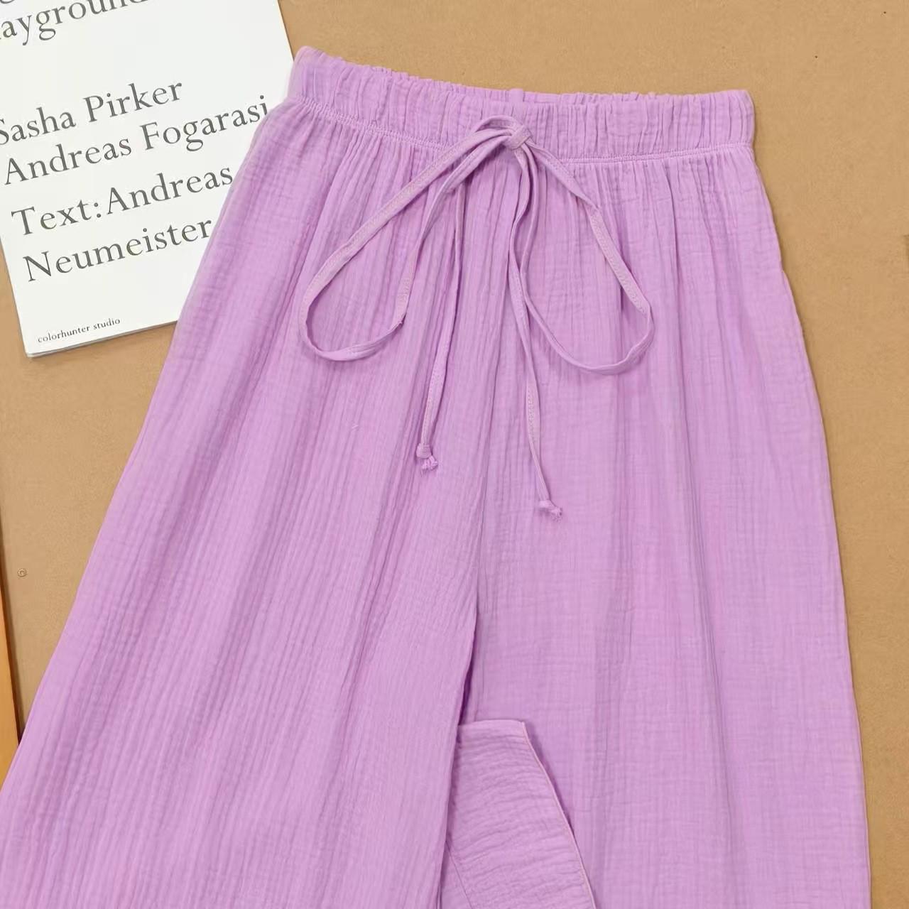 

Women s Casual Elastic Waist Wide Leg Pleated Pants - Comfortable, Versatile, Slimming Small светло-фиолетовый