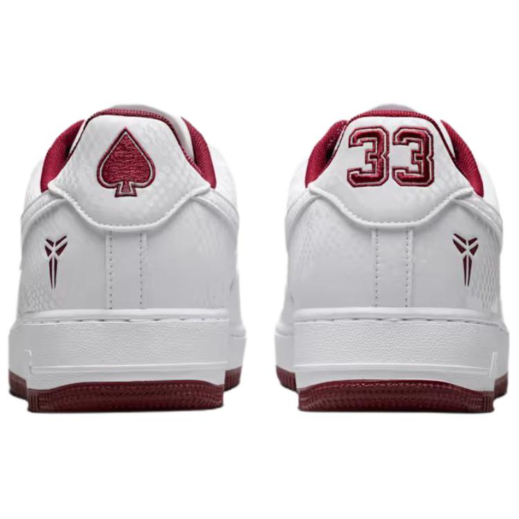 Nike x Kobe Bryant Air Force 1 Abrasion Resistant Abrasion Resistant Low top Skateboard Shoes Unisex White Red IB0018-101