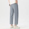 Summer New Ice Silk Cool Casual Nine-point Pants Men's Trend Fashion Solid Color Versatile Loose Straight Pants