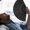 Minelife Tkocisa 2 Pack Bamboo Silk Folding Fan Handheld, Chinese Vintage Retro Fabric Fans, Black Hand Fan for Performance, Dance, Fighting,