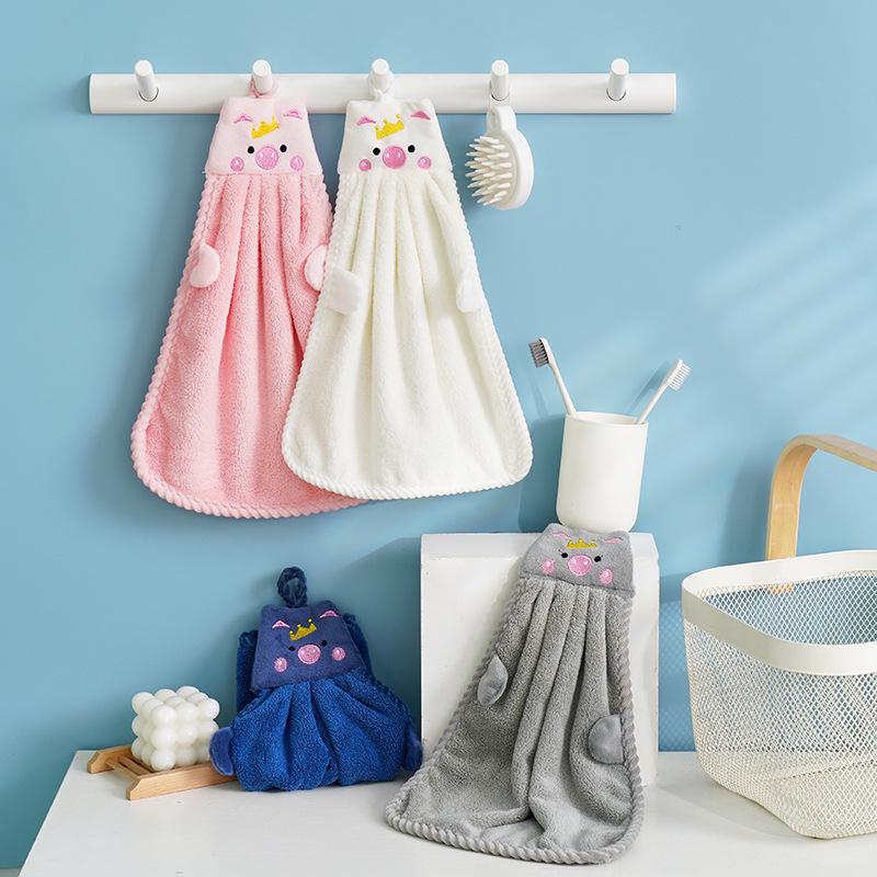Toalha de Mão de Ganso em Lã Coral - Absorvente e Fofa para o Banheiro Infantil ou Cozinha